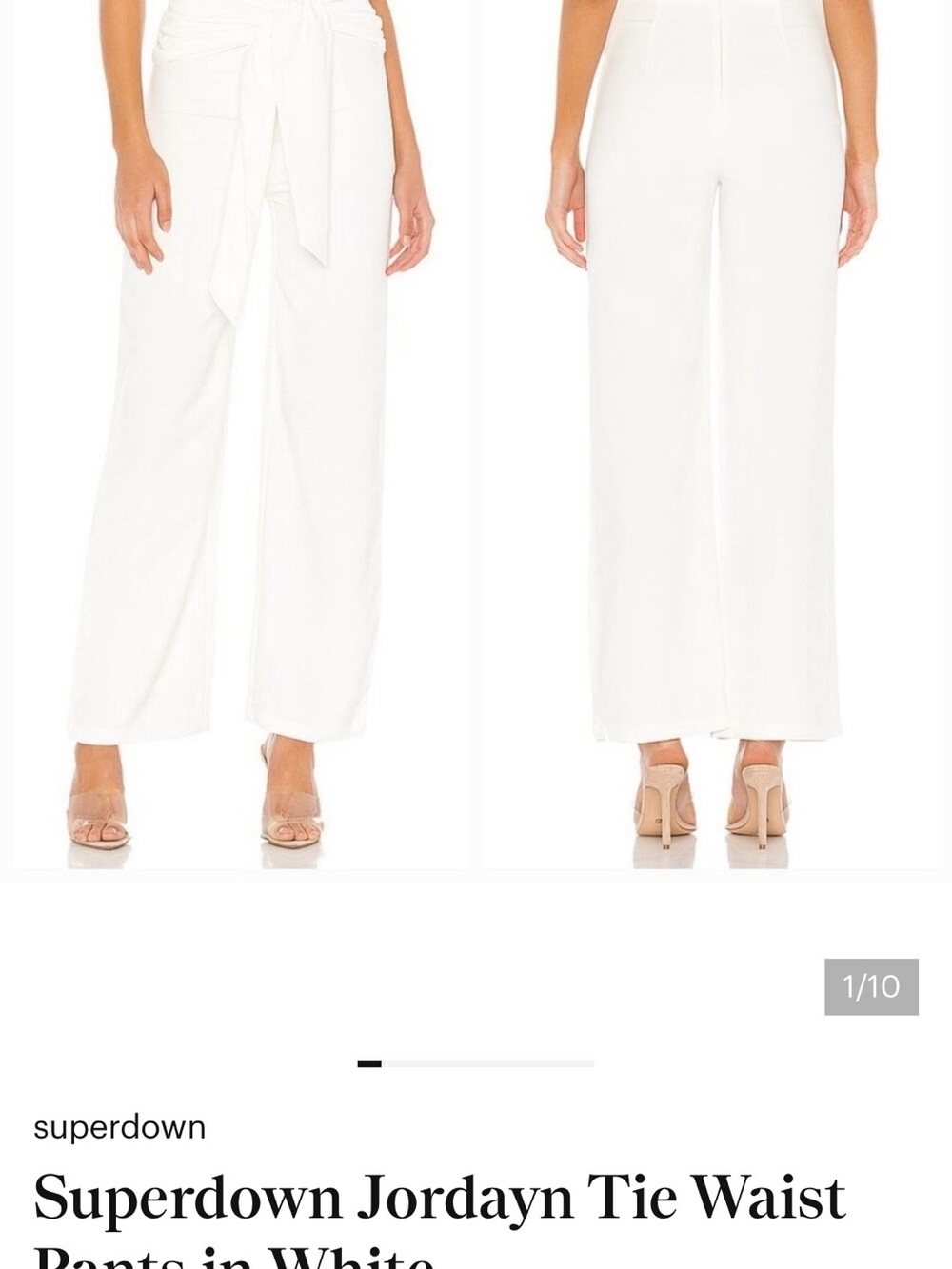 superdown White Tie-Waist Wide Leg Pants